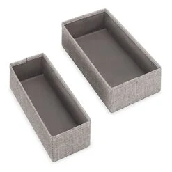 Set Of 4 Fabric Drawer Organizers, Black Herringbone -Cleaning Essentials Sales set of 4 fabric drawer organizers black herringbone 2