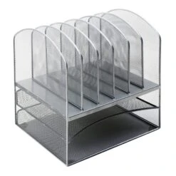 Silver Metal Mesh File Rack Tray