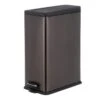 Slim Black Stainless Steel Rectangle Pedal Trash Bin, 45l -Cleaning Essentials Sales slim black stainless steel rectangle pedal trash bin 45l