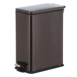 Slim Rectangle Black Stainless Steel Pedal Bin, 9.7l