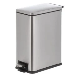 Slim Rectangle Stainless Steel Pedal Bin, 9.7l