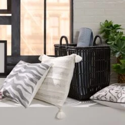 SM SQ BLK POLY RATTAN BSKT -Cleaning Essentials Sales sm sq blk poly rattan bskt 1