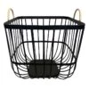 Square Black Metal Storage Basket With Handles, Large -Cleaning Essentials Sales square black metal storage basket with handles large