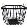 Square Black Metal Storage Basket With Handles, Small