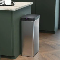 Stainless Steel Rectangle Sensor Bin, 68l -Cleaning Essentials Sales stainless steel rectangle sensor bin 68l 4