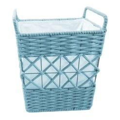 Tapered Rope Laundry Hamper Blue, Large