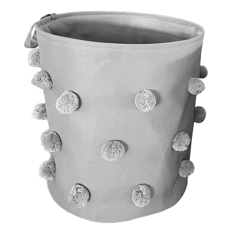 Tiny Dreamers Aussie Grey Pom-Pom Laundry Hamper, Large 3 Tiny Dreamers Aussie Grey Pom-Pom Laundry Hamper, Large