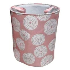 Tiny Dreamers Aussie Pink Circle Laundry Hamper, Large