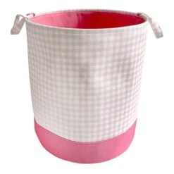 Tiny Dreamers Gingham Pink Laundry Hamper, Small