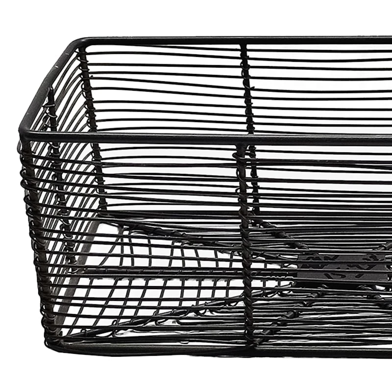 Tracey Boyd Charcoal Grey Rectangle Metal Storage Basket, Medium 4 Tracey Boyd Charcoal Grey Rectangle Metal Storage Basket, Medium - Image 2