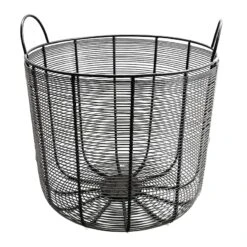 Tracey Boyd Charcoal Grey Round Metal Storage Basket, Small