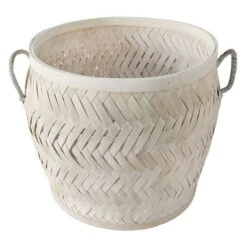 Tracey Boyd Whitewashed Bamboo Basket, Medium