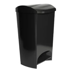 Two-Step Black Trash Can, 12gal -Cleaning Essentials Sales two step black trash can 12gal 4