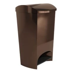 Two-Step Bronze Trash Can, 12gal -Cleaning Essentials Sales two step bronze trash can 12gal 5