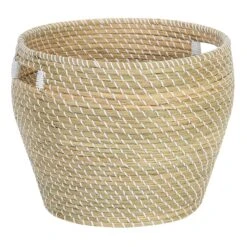 Ty Pennington Seagrass Storage Basket With Plastic Binding, Large