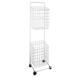 Ty Pennington White Double Hamper Cart