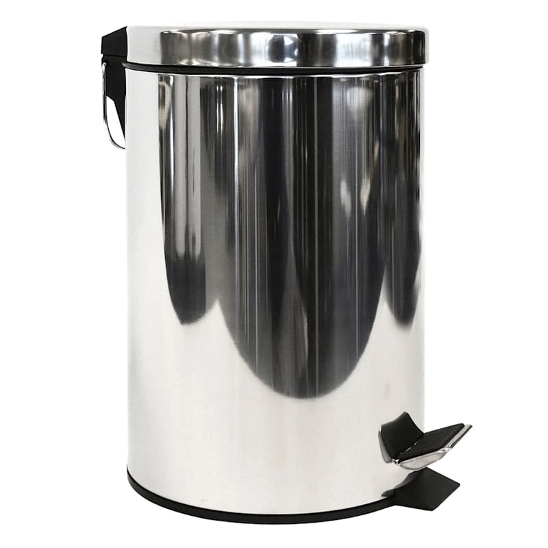 Walsh Shiny Stainless Steel Round Step Can With Removable Liner, 7l 3 Walsh Shiny Stainless Steel Round Step Can With Removable Liner, 7l