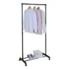 Wheeled Metal Garment Rack, Black -Cleaning Essentials Sales wheeled metal garment rack black