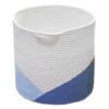 White & Blue Cotton Rope Storage Basket, Large -Cleaning Essentials Sales white blue cotton rope storage basket large