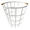 White Metal Basket With Wood Handle -Cleaning Essentials Sales white metal basket with wood handle