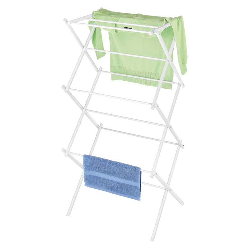 White Metal Folding Drying Rack 3 White Metal Folding Drying Rack