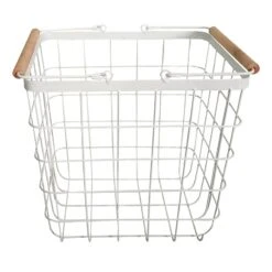 White Metal Wire Bin, 13x16