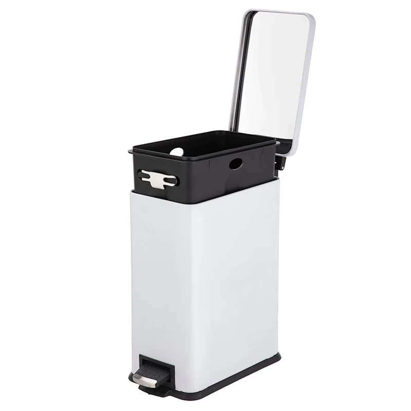 White Rectangle Pedal Bin, 9.7l 4 White Rectangle Pedal Bin, 9.7l - Image 2