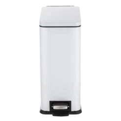 White Rectangle Pedal Bin, 9.7l