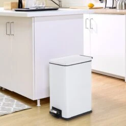 White Rectangle Pedal Bin, 9.7l 15 White Rectangle Pedal Bin, 9.7l -Cleaning Essentials Sales white rectangle pedal bin 9.7l 6