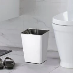 White Stainless Steel Open Top Bin, 11.7l -Cleaning Essentials Sales white stainless steel open top bin 11.7l 4