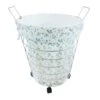 White Wire Laundry Hamper On Wheels With Removable Floral Print Liner -Cleaning Essentials Sales white wire laundry hamper on wheels with removable floral print liner