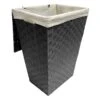 Woven Band Laundry Hamper With Lid & Removable Liner, Light Grey
