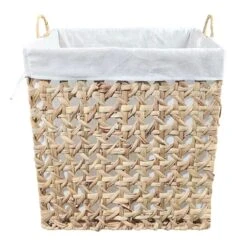 Woven Water Hyacinth Wicker Laundry Hamper, Medium